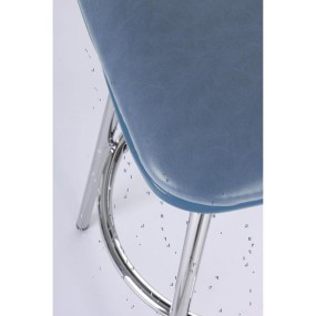 Sgabello bar Agnes in ecopelle colore blu, gambe in acciaio cromato, x 2 pz