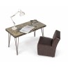 Atlantide desk 130X65, glass and MDF top, with concrete decoration
