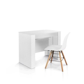 Elba console table with 4 extensions of 45 cm, white finish melamine
