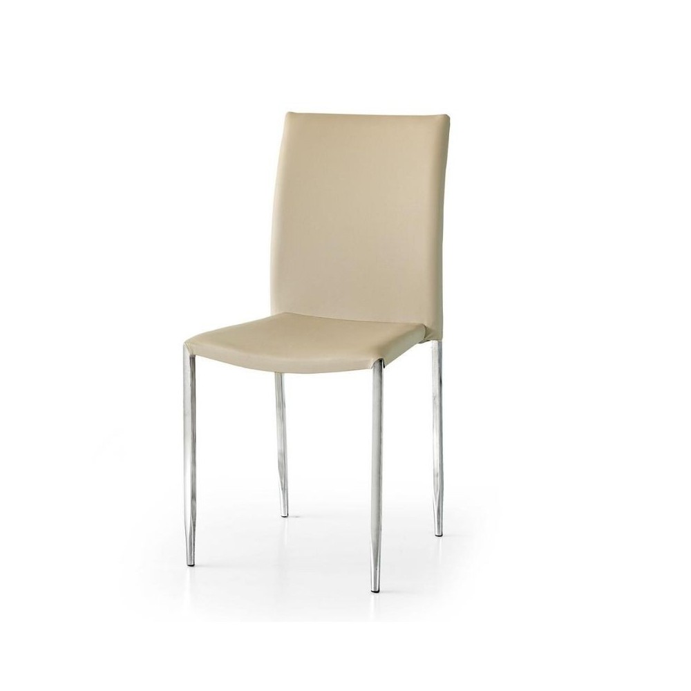 Briana chair in eco-leather, 784 chromed metal legs