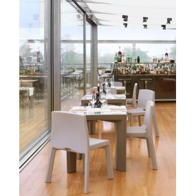 Tavolo quadrato Gino, con top in vetro temperato, design Giò Colonna Romano