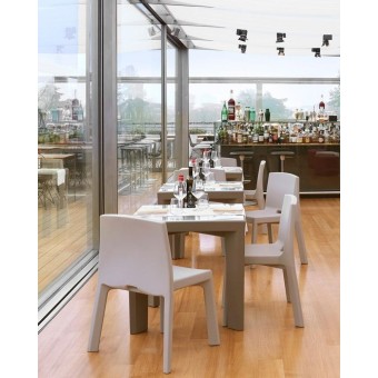 Gino square table, with tempered glass top, design Giò Colonna Romano