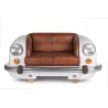 Ambassador 2 seater sofa with genuine buffalo leather seat, white body color