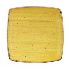 Assiette carrée jaune 26,8 cm Stonecast