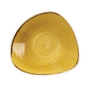 Assiette creuse triangulaire jaune 23 cm Stonecast