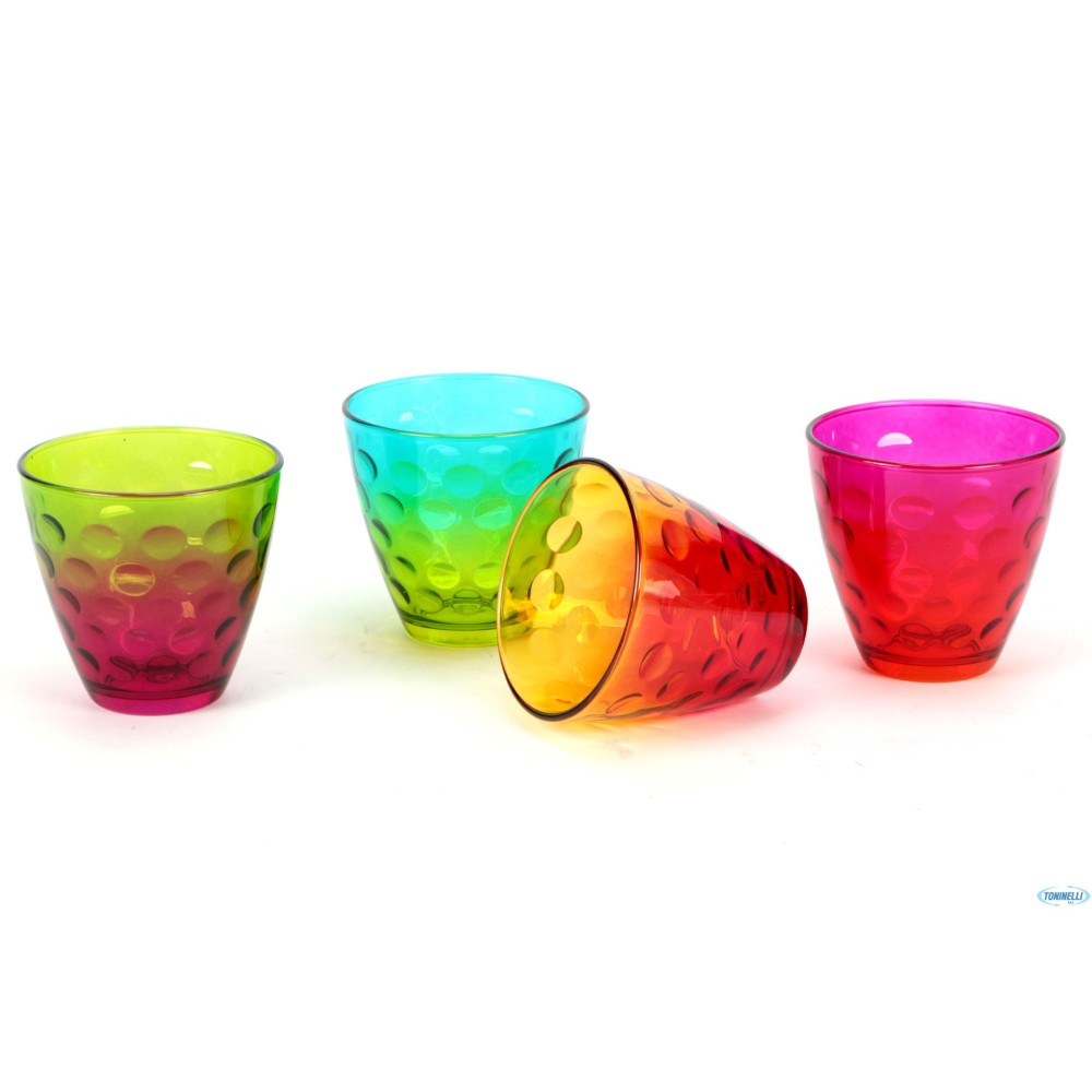 Bicchieri colori assortiti 25 cl Dots - Funny confezione 4 pezzi