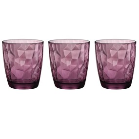 Glasses 30 cl Diamond Purple pack of 3 glasses