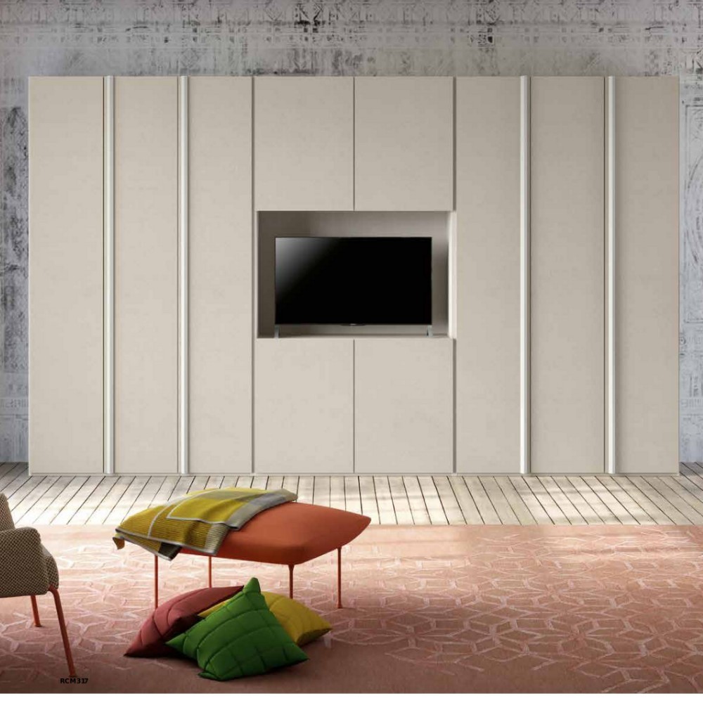 Penta modern 6-door wardrobe with White larix TV