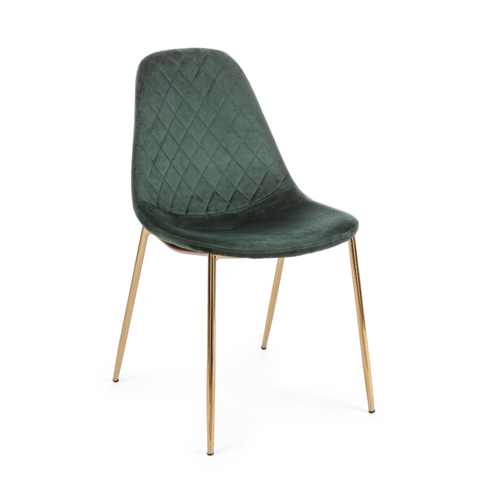 Terry chair green velvet steel legs with chrome 0733306