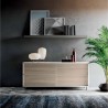 Slide sideboard with sliding doors, in wood and lacquered laminate
