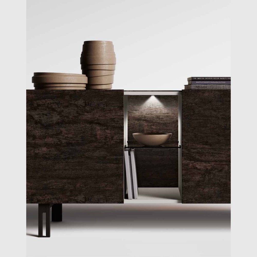 Ponte sideboard, living area with smoked glass