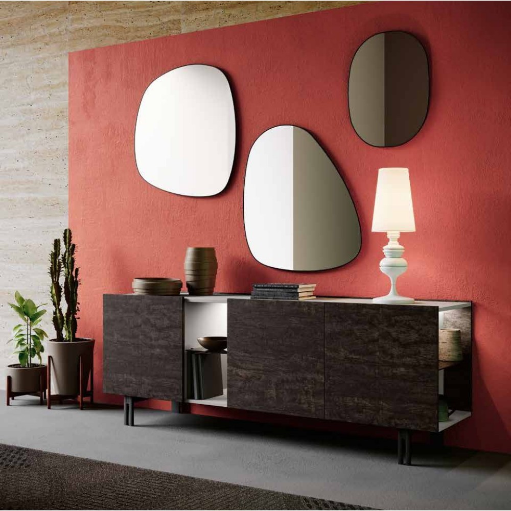 Ponte sideboard, living area with smoked glass
