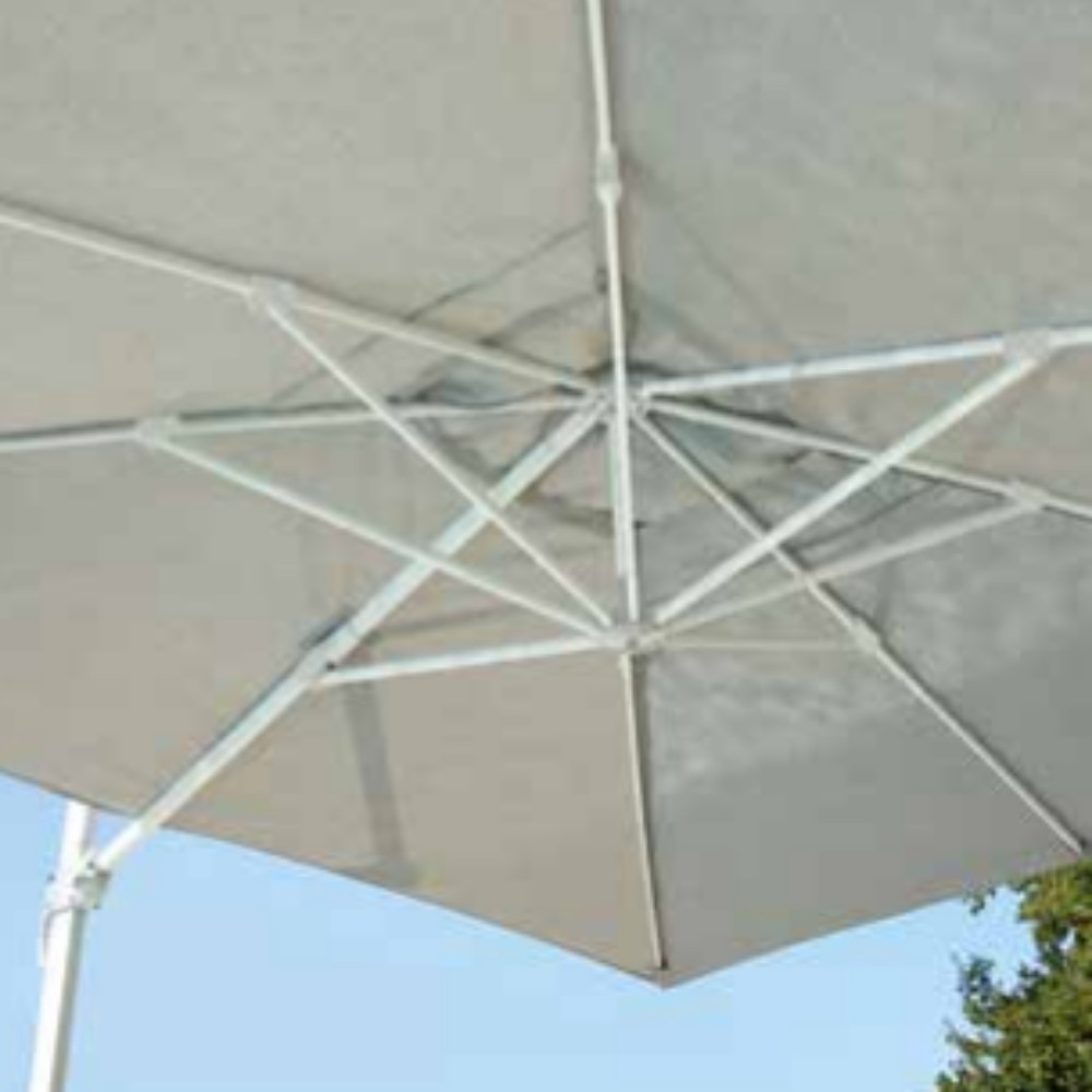 Square parasol 3 x 3 m with handle, light gray
