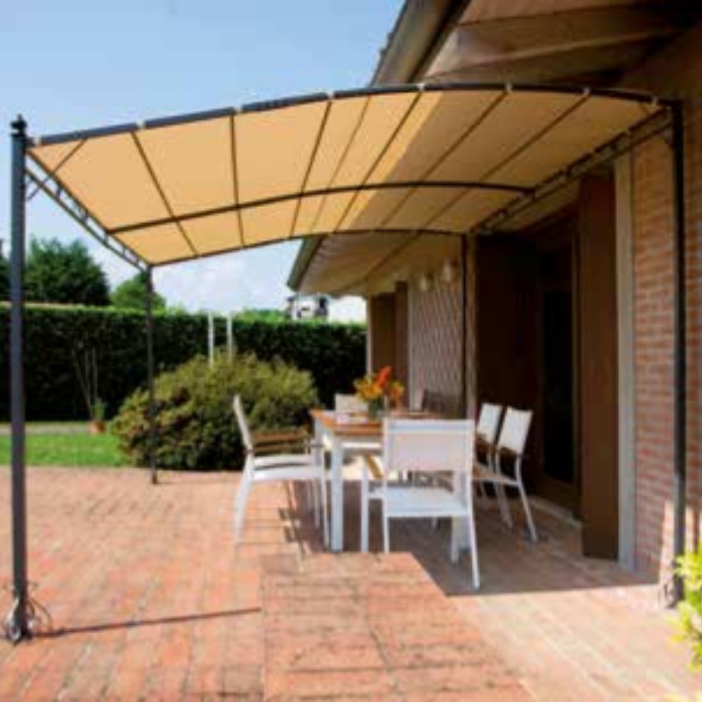 Wall pergola 4 x 3 m polyester sand color
