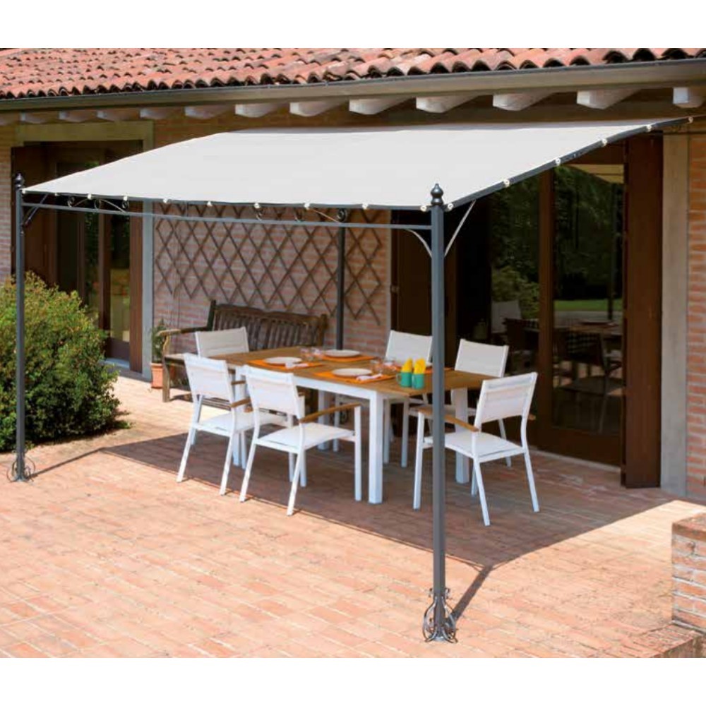 Wall pergola 4 x 3 m polyester sand color