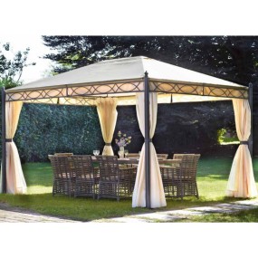 Rectangular gazebo 3 x 4 m sand-colored resinated polyester, with windproof