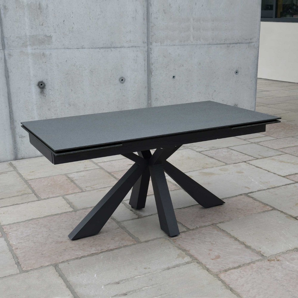 Morgana table with ceramic glass top with black