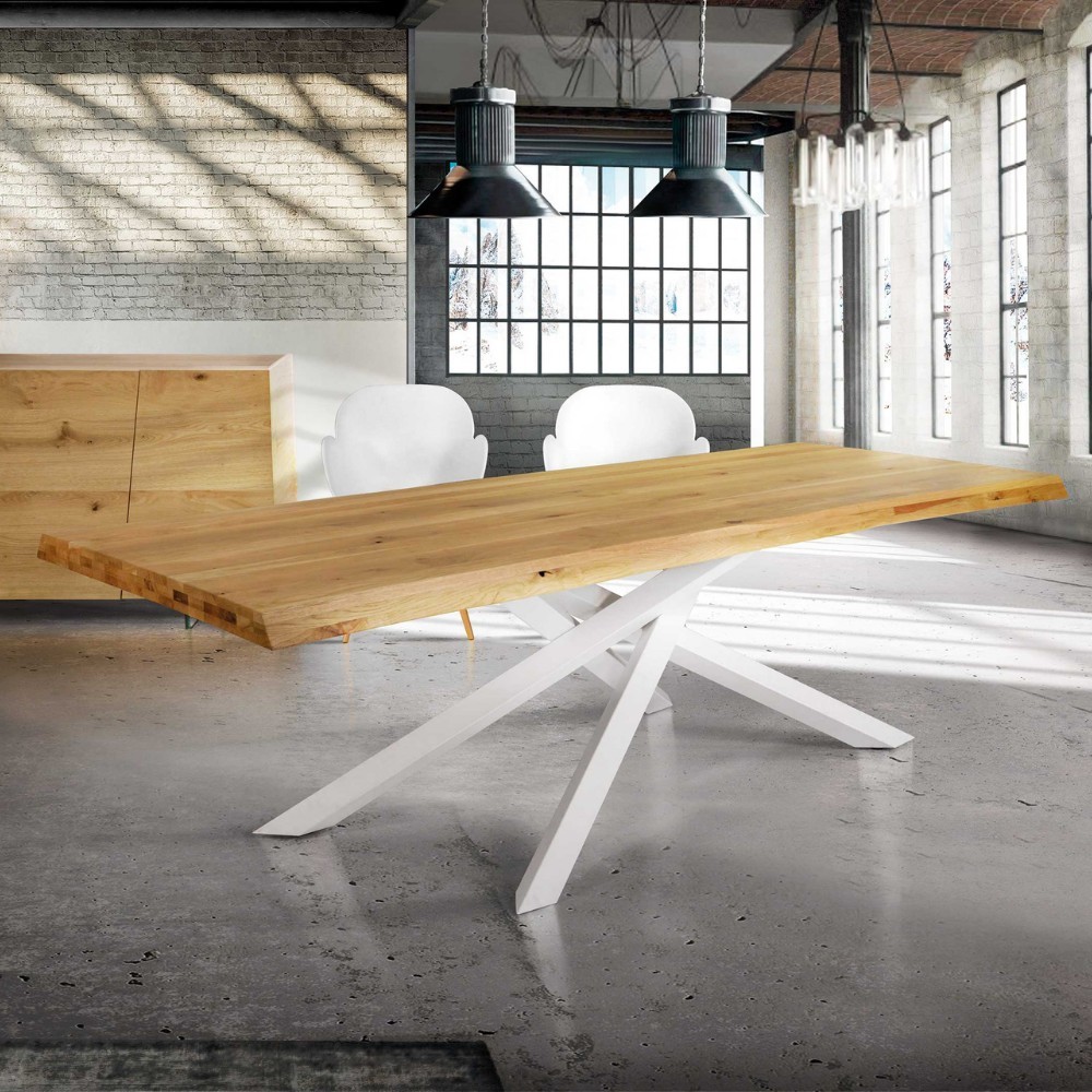 Table fixe Astro en chêne massif noué avec finition naturelle
