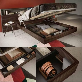 Modern double bed in wood, Dado model