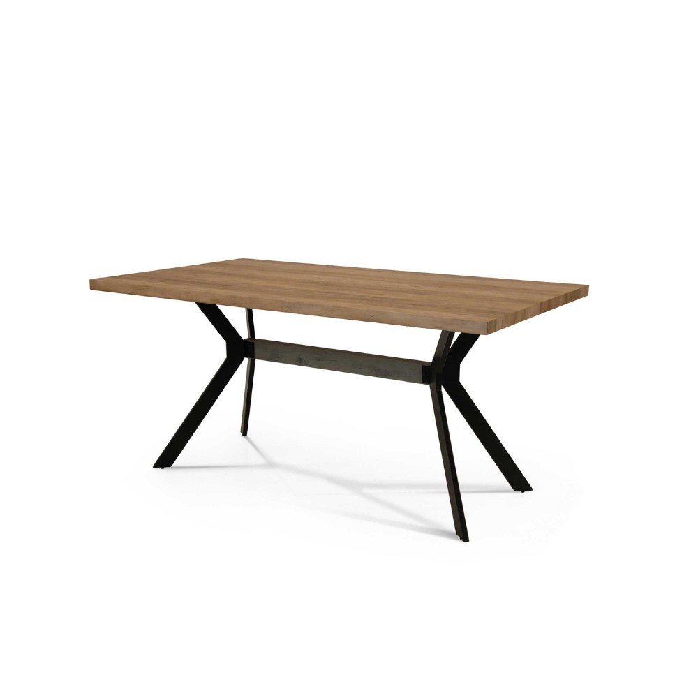 Fixed Jesolo table with metal base veneer