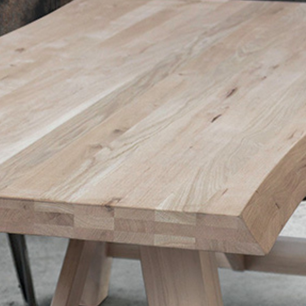 Flora fixed table in solid open knot with debarked