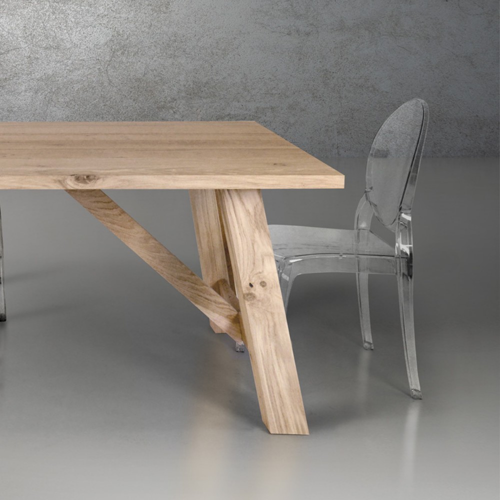 Fixed table in solid natural oak veneer