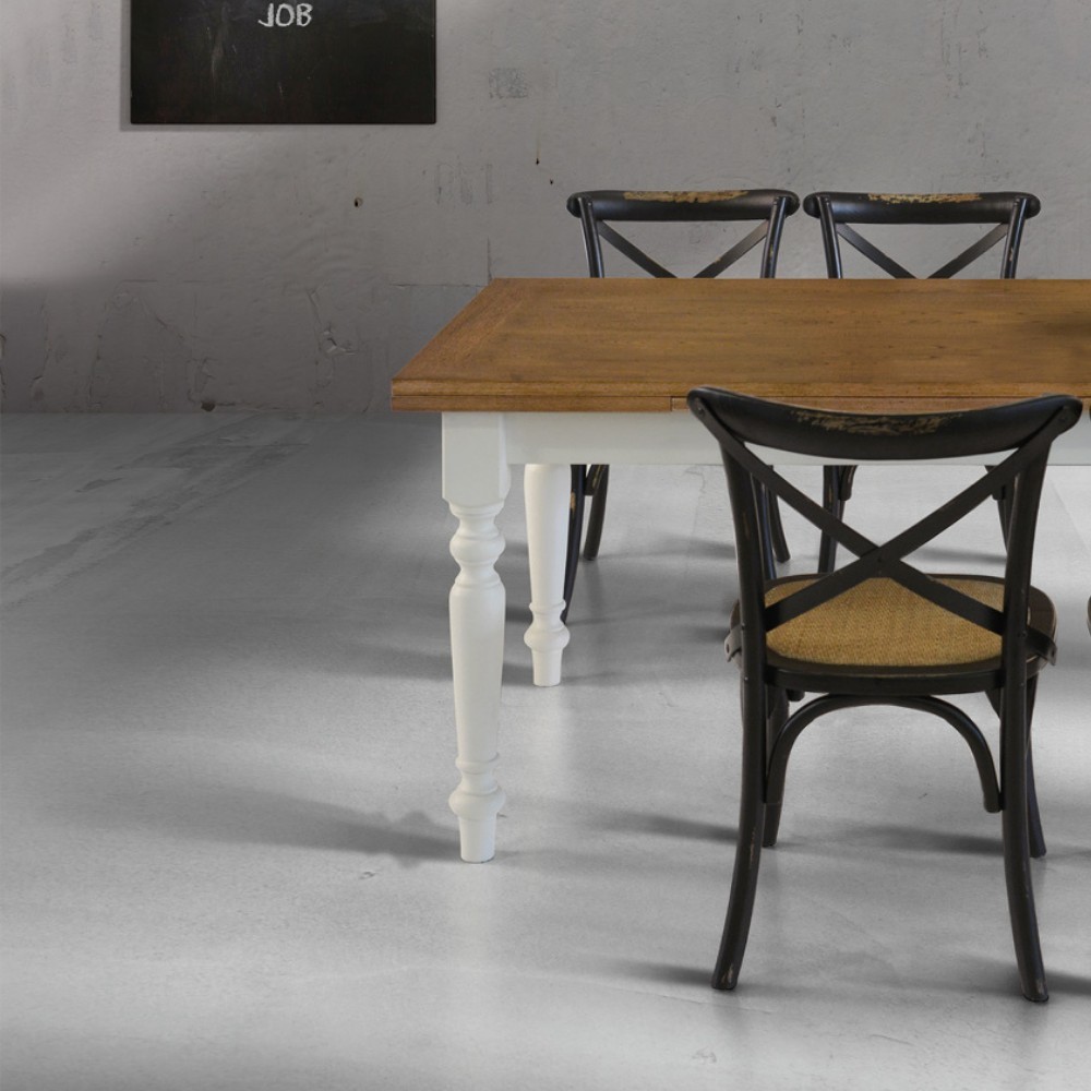 Arno extendable table with solid oak top and white