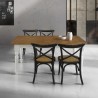Table extensible Arno avec plateau en chêne massif et pieds blancs