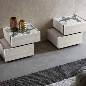Medea group ash gray structure, altea white drawers, black or white marble top