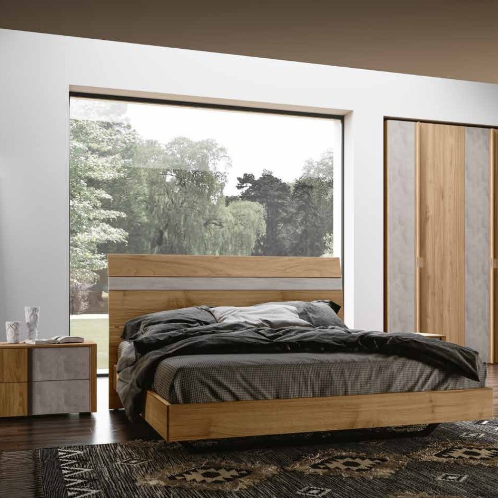 Armoire de chambre à coucher portes battantes lit avec base fixe VQ3003
