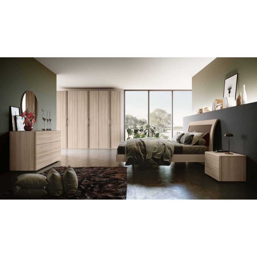 Armoire de chambre à coucher portes battantes lit avec base fixe VQ3007