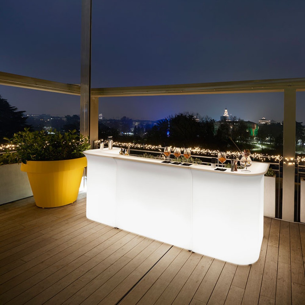 Comptoir de bar en polyéthylène d'angle lumineux BREAK CORNER design Slide Studio