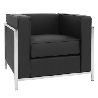 Marta leather armchair, modern design, stainless steel structure
