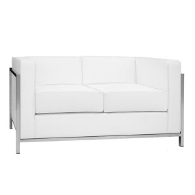 Marta Modern 2 Seater Sofa in Leather with Stainless Steel structure