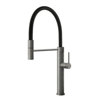 Gessi Sink mixer Gessi 316 Kitchen steel with adjustable high spout