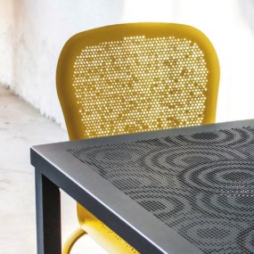 Origin square table for outdoor design in perforated metal
