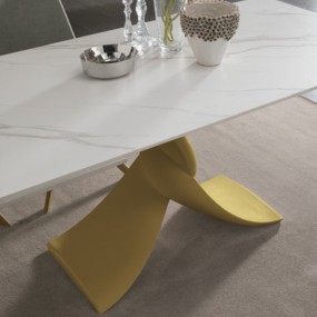 Target Point tavolo Twist con piano in gres effetto marmo Calacatta