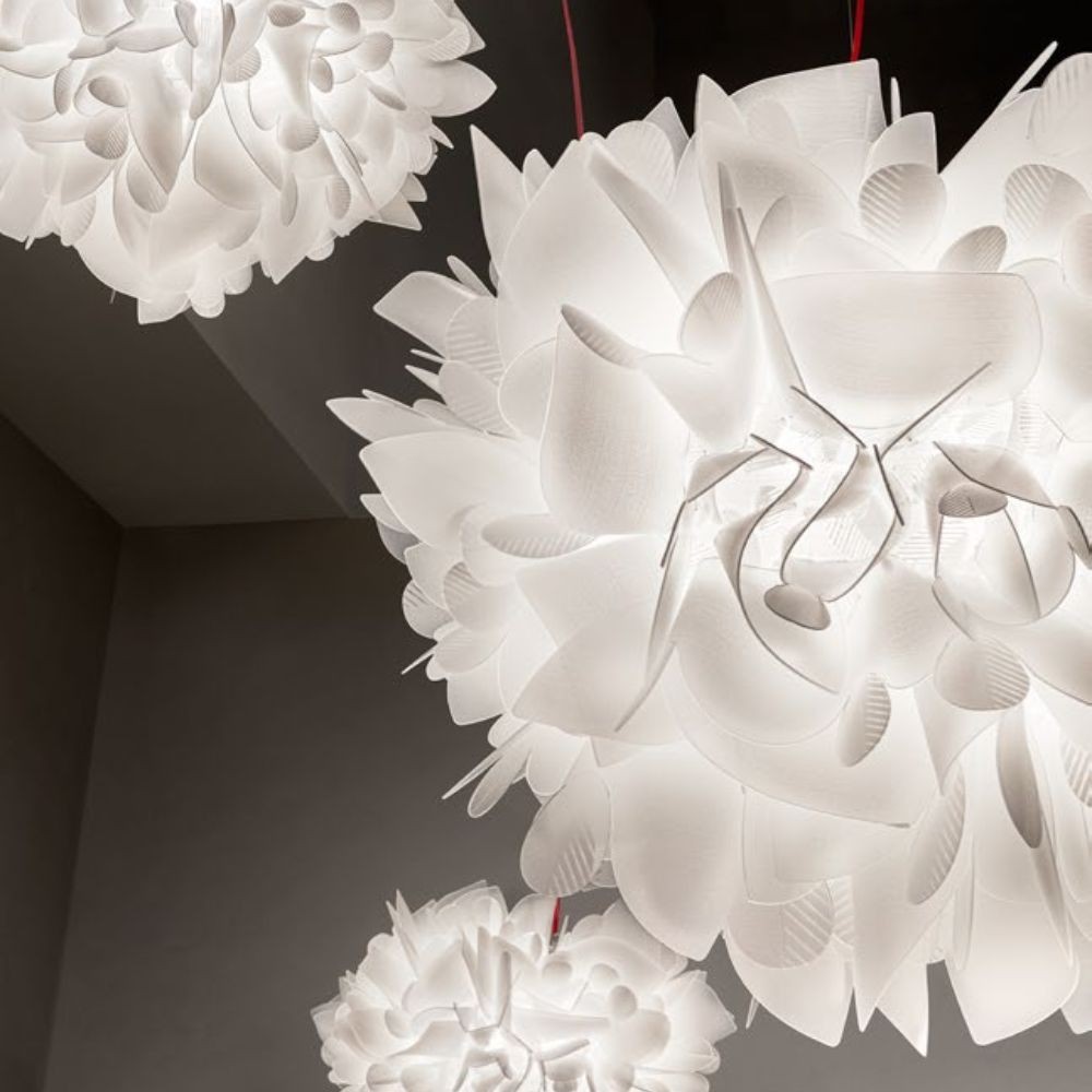 Slamp hanging lamp Veli Foliage white design by Adriano Rachele