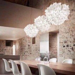 Slamp lampada sospesa Veli Foliage bianco design by Adriano Rachele