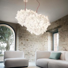 Lampe à suspension Slamp Veli Foliage blanc design par Adriano Rachele