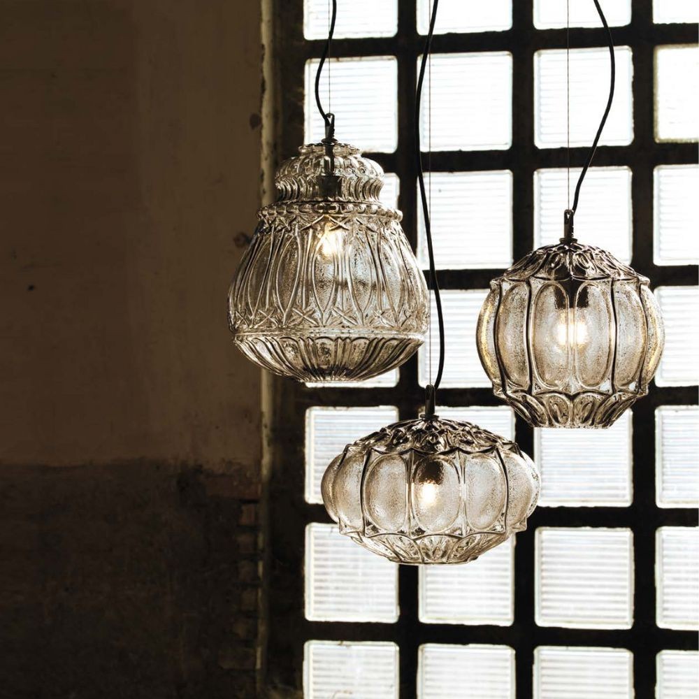 Kaiman Ginger lamp in transparent glass, design Edmondo Testaguzza