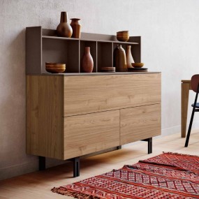 Buffet sideboard with top unit, interior in glamorous fabric