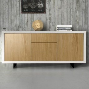Alba sideboard with white oak laminate structure and natural oak laminate fronts with visible veins