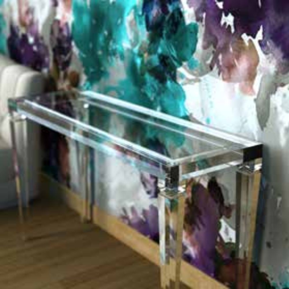 Petrozzi Design Style console in 6 mm thick glass with PMMA structure