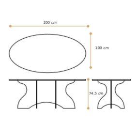 Table Petrozzi Disign Onda Structure PMMA ep.15mm L200xP100xH74.5cm