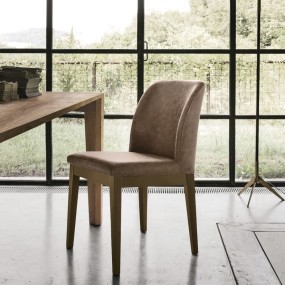 SALISBURGO chair with wooden structure, Soft-Touch Vintage seat