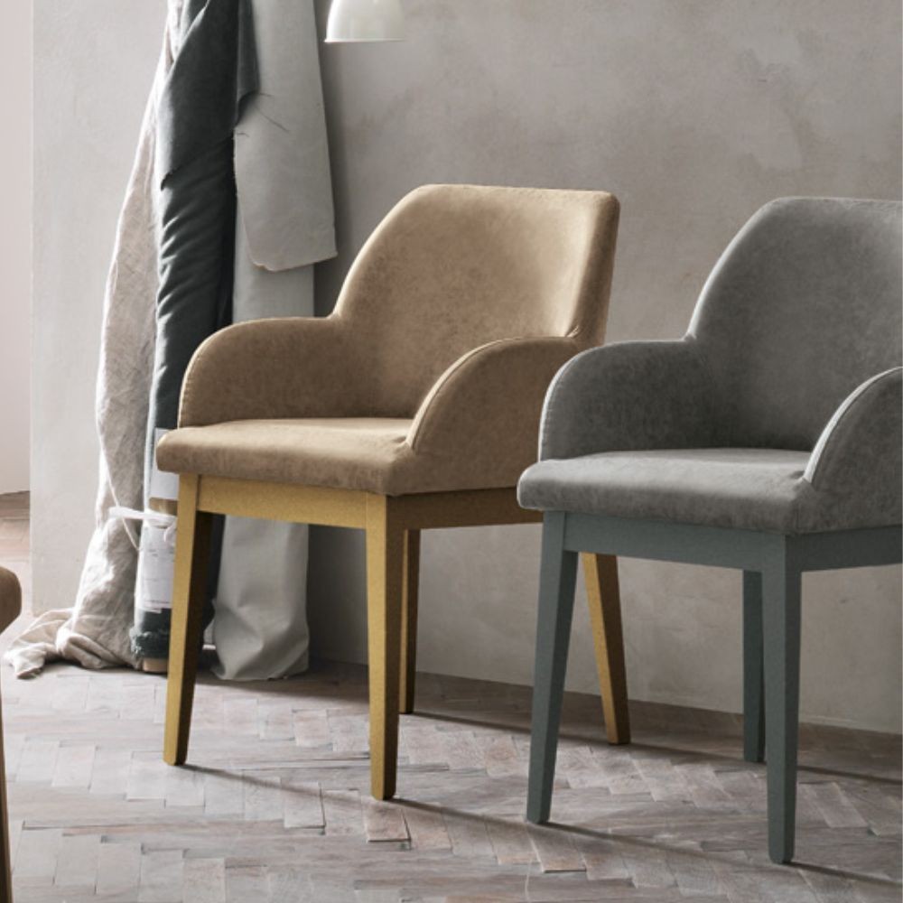 SALISBURGO armchair with wooden structure, Soft-Touch Vintage seat
