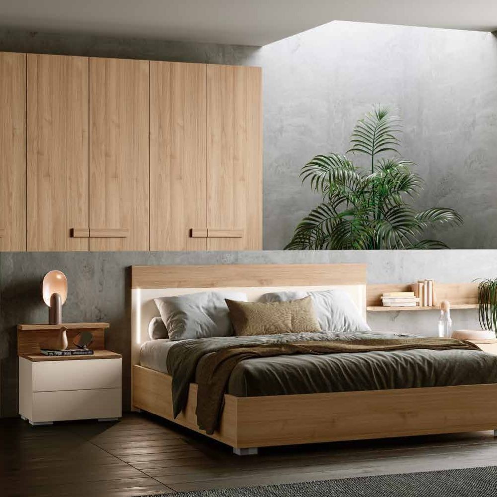 Imab Group bedroom wood Noce biondo, Orzo storage bed