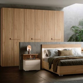 Imab Group bedroom wood Noce biondo, Orzo storage bed