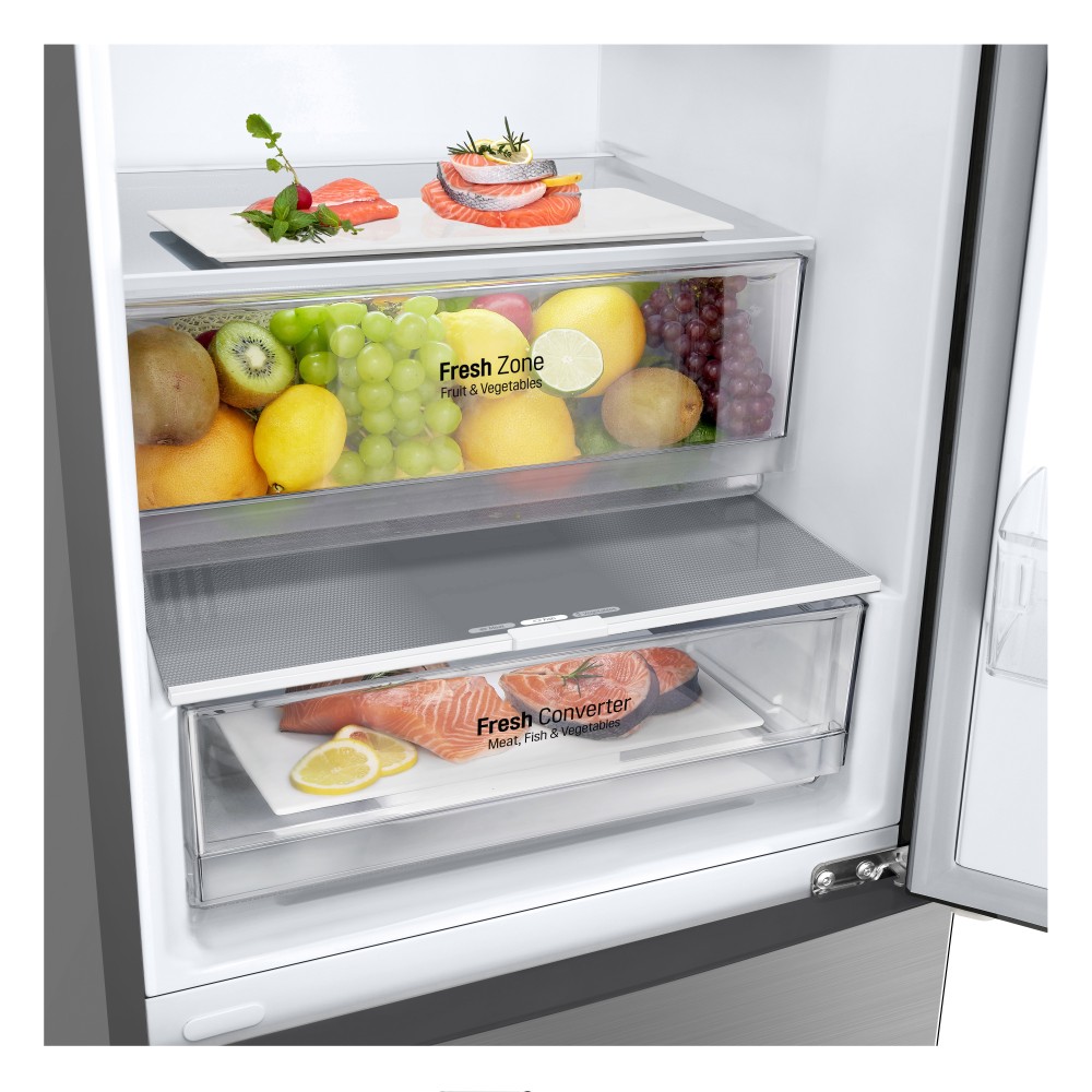 LG GBP62PZNAC.APZQEUR réfrigérateur-congélateur Pose libre 384 L A Acier inoxydable